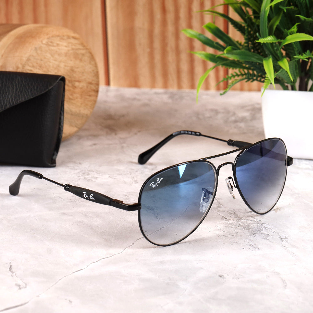 Classic Pilot 3517 Black-Blue DC Sunglass with UV 400 protection and black frame from JUO INDIA.